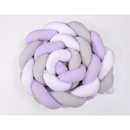 Punutud voodipehmendus XXL 360 cm, valge/hall/lilla