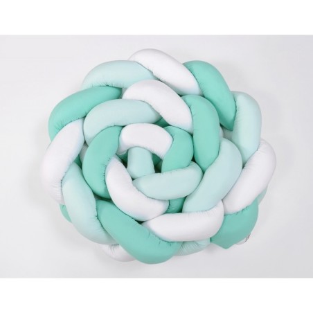 Punutud voodipehmendus XXL 360 cm, valge/mint