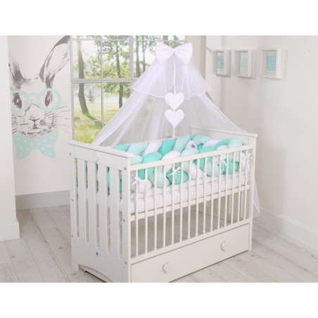 Punutud voodipehmendus XXL 360 cm, valge/mint | FreshDesign.ee