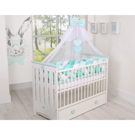 Punutud voodipehmendus XXL 360 cm, valge/mint | FreshDesign.ee