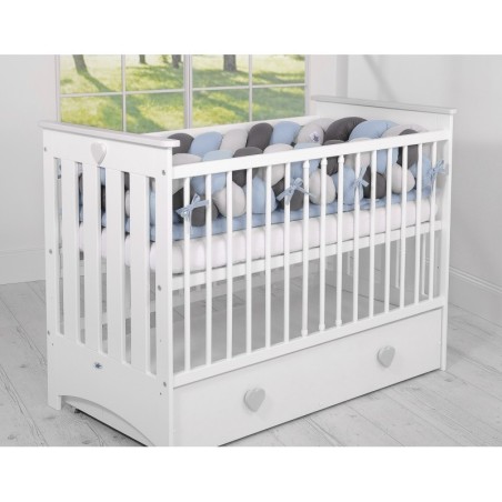 Punutud voodipehmendus XXL 360 cm, pastell sinine/hall/antratsiit