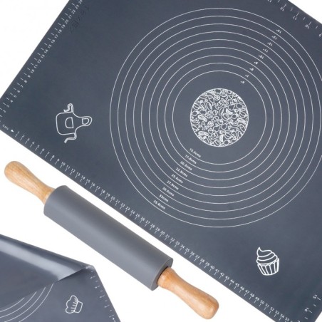 Küpsetusmatt + taignarull silikoon 64x45 cm