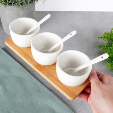 Keraamilised snäkikausid lusikaga, 90 ml, valge | FreshDesign.ee