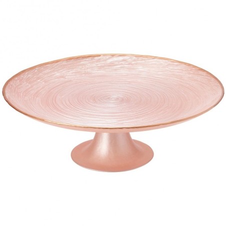 Roosa klaasist tordialus jalas, 28 cm | FreshDesign.ee