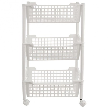 Ratastel riiul panipaik 40x33x66 cm, valge