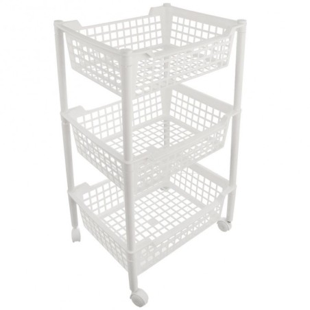 Ratastel riiul panipaik 40x33x66 cm, valge | FreshDesign.ee