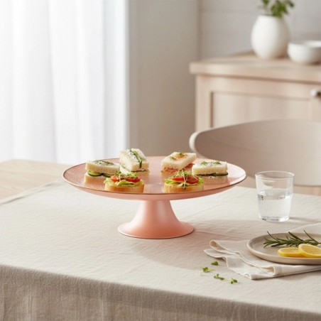 Roosa klaasist tordialus jalas, 21 cm | FreshDesign.ee