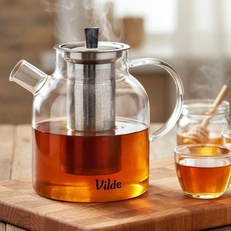Kuumuskindlast klaasist teekann koos teetõmmisega 1, 5 liitrit