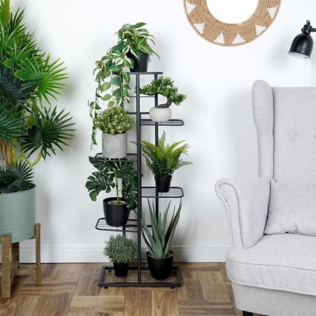 Lillepostament 6 tasandiga, 106 cm, metall must