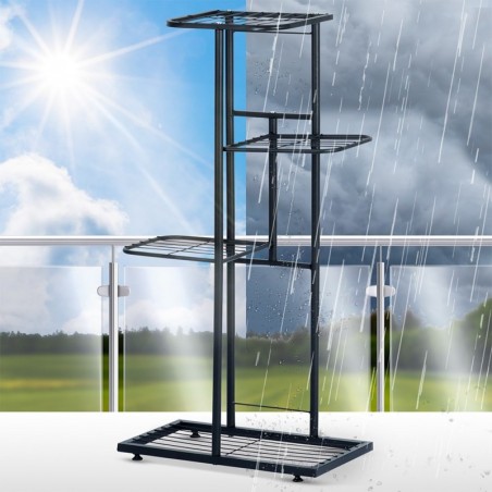 Lillepostament 4 tasandiga, 80 cm, metall must | FreshDesign.ee