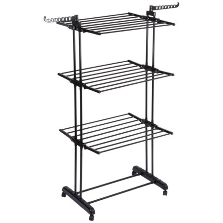 Ratastel vertikaalne riidekuivatusrest 125x170 cm, must