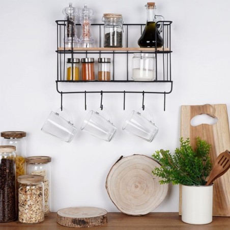 Maitseainete riiul, must metall, 41x12x25.5 cm | FreshDesign.ee