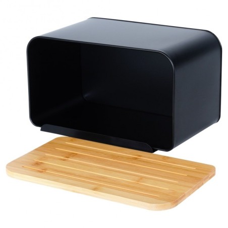 Leivakast lõikelauaga, must, 35x22x20.5 cm | FreshDesign.ee