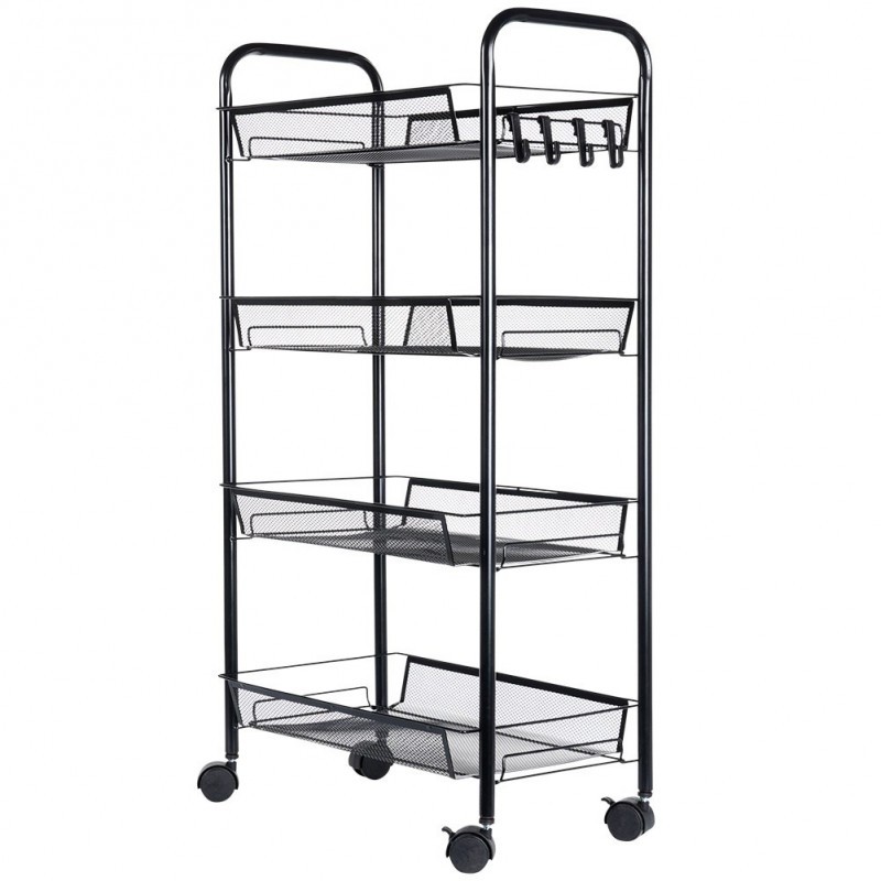 Metallist riiul ratastel 4 korrust, must | FreshDesign.ee