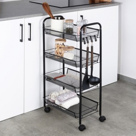 Metallist riiul ratastel 4 korrust, must | FreshDesign.ee