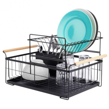 Kahetasandiline nõuderest, must, 48x29x28.5 cm | FreshDesign.ee