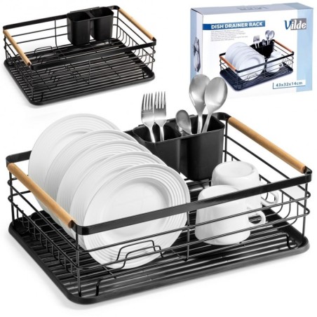 Nõuderest kuivatusrest, 43x32x14.5 cm, must | FreshDesign.ee