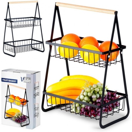 Kahekihiline puuviljakorv, metall, must