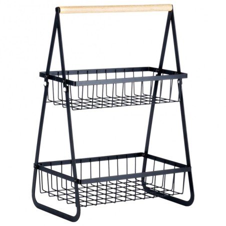 Kahekihiline puuviljakorv, metall, must | FreshDesign.ee