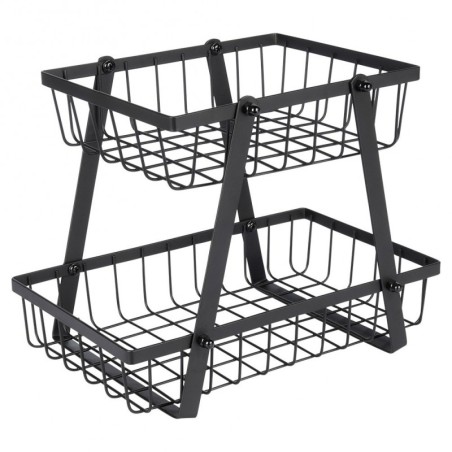 Puuviljakorv, kahetasandiline, metall, must