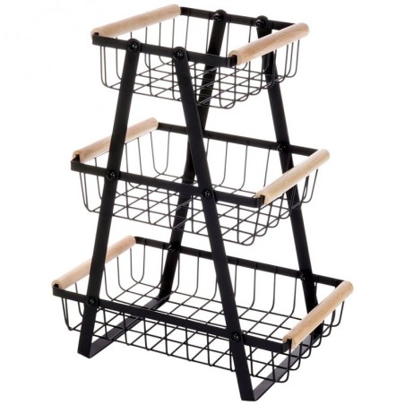 Puuviljakorv kolmekordne, metall, must | FreshDesign.ee