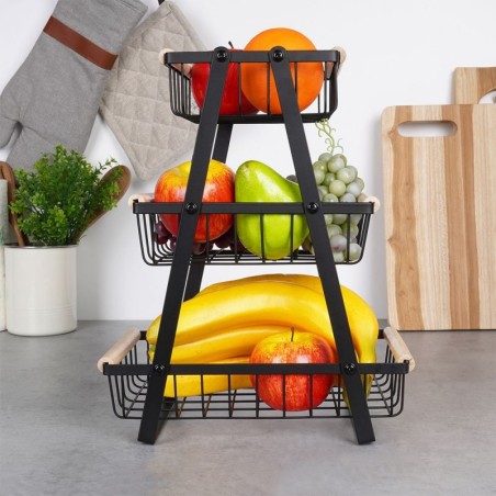 Puuviljakorv kolmekordne, metall, must | FreshDesign.ee