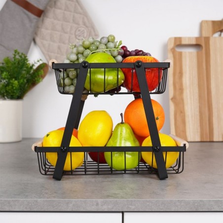 Kahe tasandiline puuviljakorv, metall, must | FreshDesign.ee