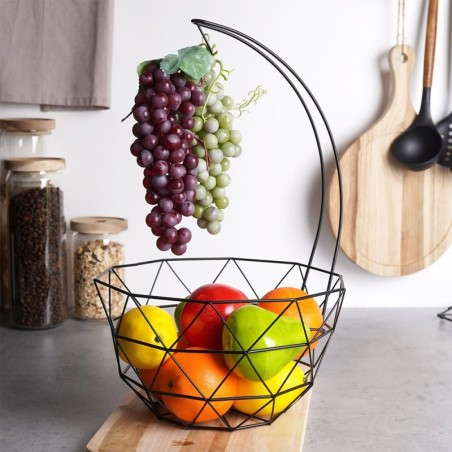 Puuviljakorv konksuga, must, metall | FreshDesign.ee