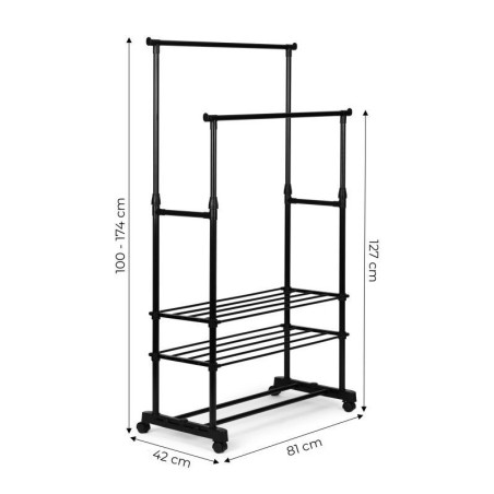 Reguleeritav riidestange ratastel, must | FreshDesign.ee