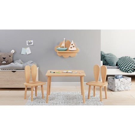 Laste puidust laua ja toolide komplekt Bunny