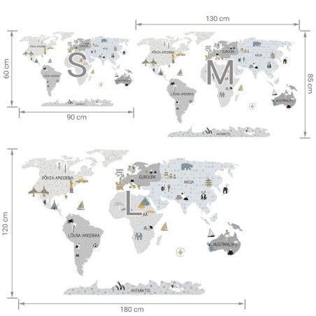 Seinakleebis Maakaart L eesti keeles, hall | FreshDesign.ee