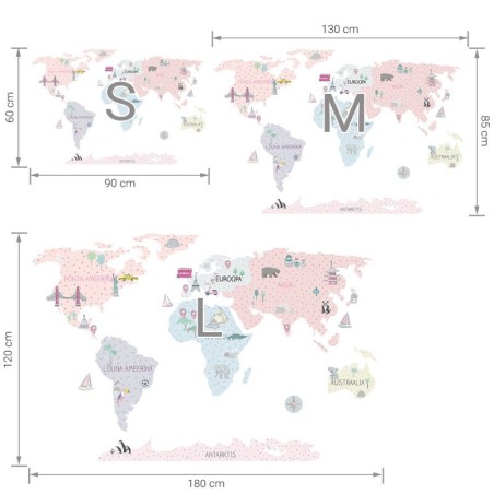 Seinakleebis Maakaart L eesti keeles, roosa | FreshDesign.ee