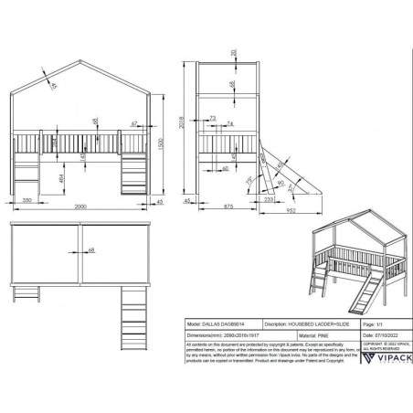 Majavoodi Dallas trepi ja liumäega 90x200 cm | FreshDesign.ee