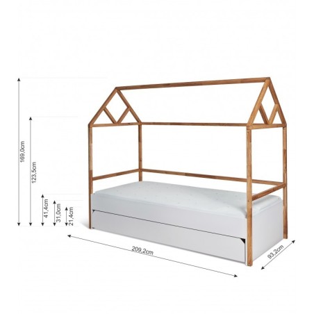 Lotta snow valge majavoodi 90x200 sahtliga | FreshDesign.ee