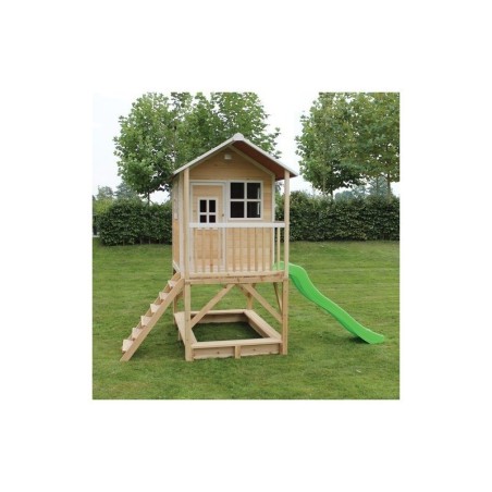Puidust mängumaja koos terrassi, liivakasti ja liumäega Exit Loft 500 Natural