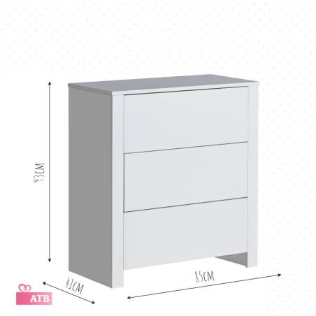 Sahtlitega kummut mähkimislauaga BASIC valge | FreshDesign.ee