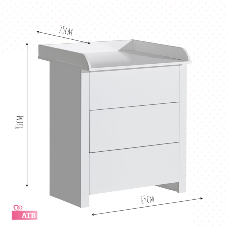 Sahtlitega kummut mähkimislauaga BASIC valge | FreshDesign.ee