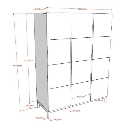 Riidekapp EVA 3 uksega, valge | FreshDesign.ee