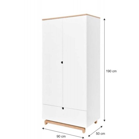 Kaheukseline mahukas riidekapp tamm/valge | FreshDesign.ee