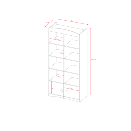 Raamaturiiul Julia valge, 186 x 90 cm | FreshDesign.ee