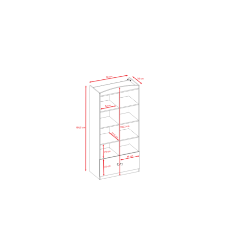 Kahene valge suletud raamaturiiul 186x90 cm | FreshDesign.ee