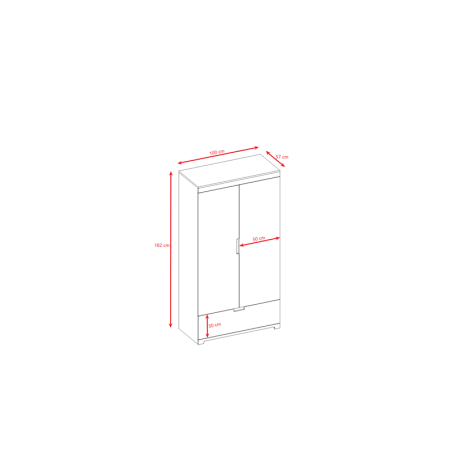 Riidekapp valge, 182x100 cm | FreshDesign.ee