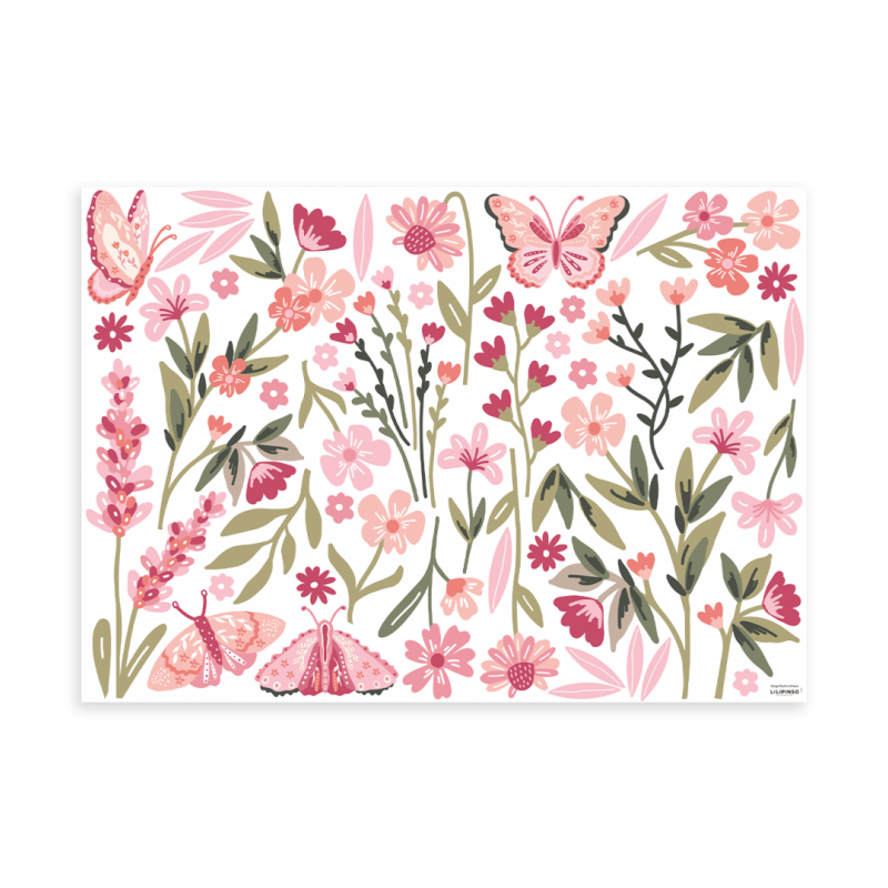 Seinakleebised MAGENTA lilled ja liblikad | FreshDesign.ee