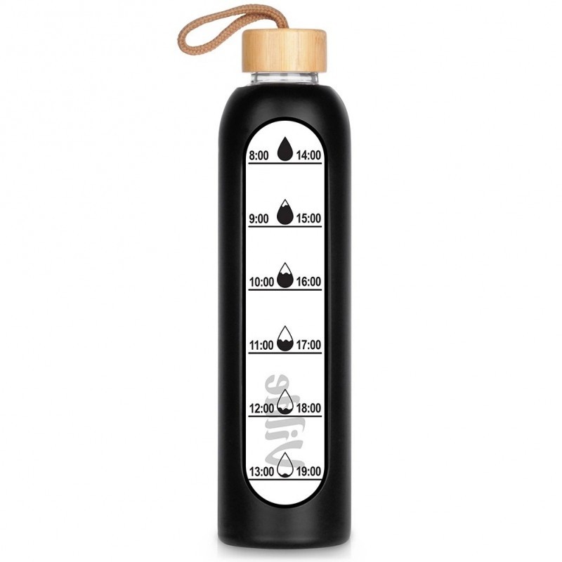 Klaasist veepudel silikoonkaanega, must 1 ... | FreshDesign.ee