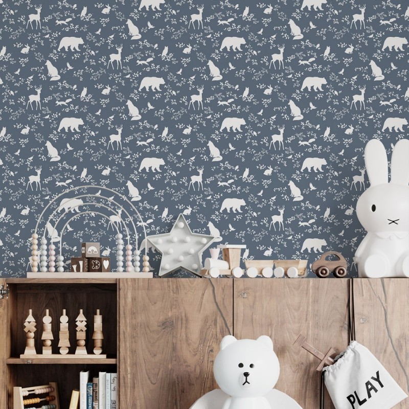 Tapeet Forest Animals sinine | FreshDesign.ee