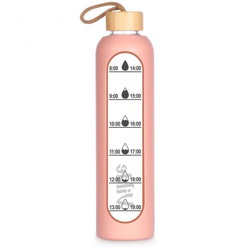 Silikoonkattega klaasveepudel lõhe 1 liitrit | FreshDesign.ee