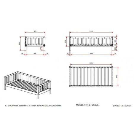 Voodi Fritz 90x200 cm, mänd | FreshDesign.ee