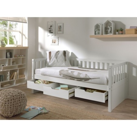 Voodi Fritz 90x200 cm 3 sahtliga, valge | FreshDesign.ee