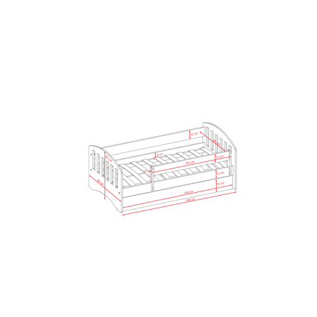 Voodi classic 80x140 cm, sahtli ja madratsiga, sinine/valge