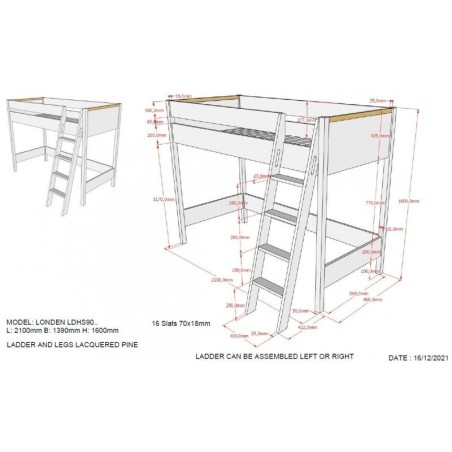 Kõrge voodi London antratsiit/pöök | FreshDesign.ee
